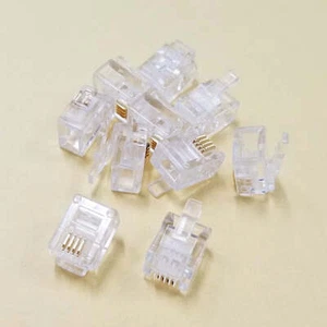 TEC1, Philmore 4 Conductor RJ11 (6P4C) Male Modular Crimp Plugs ~ 10 Pack - Zdjęcie 1 z 1