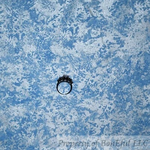 BonEful Fabric FQ Cotton Quilt Blue White Sky Cloud Water Silver Metallic Winter - Picture 1 of 12