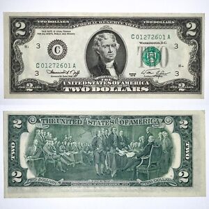 1976 $2 Two Dollar Bill Uncirculated Serial #C01272601A Faulty Alignment Error