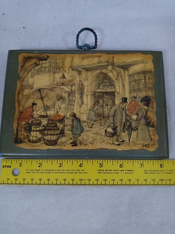 Vintage Signed Anton Pieck Art Decoupage Print Wall Hanging Plaque 5 1/2" x 8" Cover