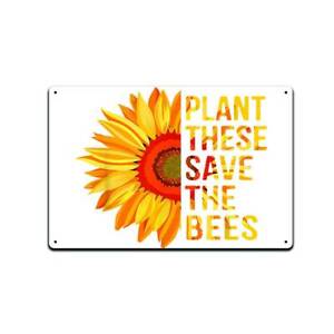 Plant These Save The Bees 12 X 8 Tin Metal Sign DÃ©cor Garden Honeycomb Bumble