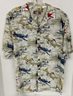 Vintage Kalaheo Mens M Hawaiian War Airplane Shirt Button Up Multicolor