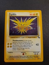 1999 Pokemon TCG Zapdos HOLO #15/62 Fossil Set Near Mint!