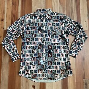 NWT VTG 90s Chaps Ralph Lauren Mens XLT Shirt Button Down SNOWBOUND SKI Print