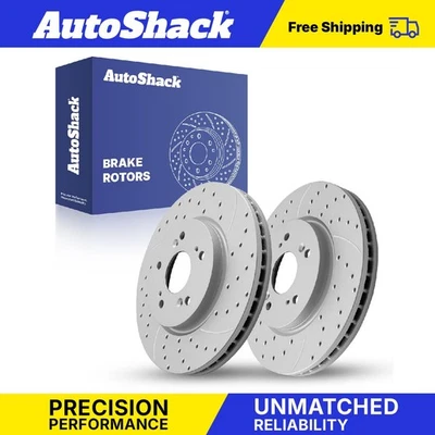 Front Drilled Slotted Brake Rotors Pair for Honda CR-V Crosstour Acura RDX Foto 1 de 4