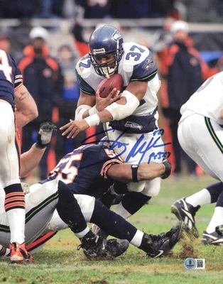 Shaun Alexander Autographed 11x14 Photo Seattle Seahawks Beckett BAS QR #BS30518 - Image 1 of 2