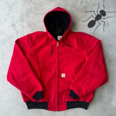 Chaqueta de trabajo vintage Y2K Carhartt roja con capucha Foto 1 de 4