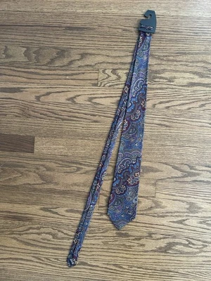 "Corbata de seda hecha a mano Claybrooke para hombre azul cachemira 58"x3,5""" Foto 1 de 3