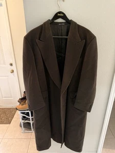 Giorgio Armani Wool Overcoat Mens Size XL Black Designer Long Coat - Picture 1 of 3