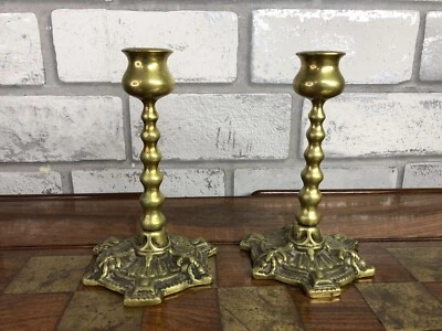 Brass Candlesticks, Vintage, Ornate, Twisted Stem, Dinner, Taper Candles - Image 1 of 4