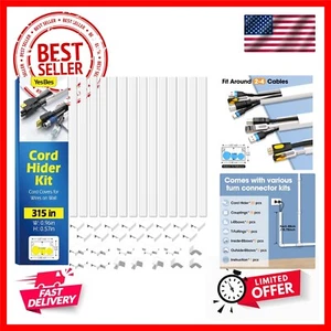 315in Cord Hider Kit, Paintable Cable Raceway, Cord Covers for Wires on Wall,... - Afbeelding 1 van 7