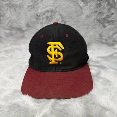 Boné chapéu vintage Florida State Seminoles 7 3/8 topo da palavra preto vermelho NCAA - Imagem 1 de 4