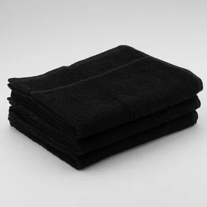 12 x Black Cotton Bleach Proof Resistant Hairdressing Salon Towels 50x85cm - Picture 1 of 3