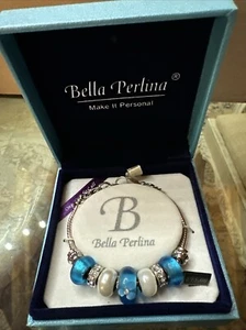 Bella Perlina Bracelet Turquoise Blue Beads Pearls Rhinestones Boxed Gift - Picture 1 of 9