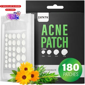 Acne Pimple Patch (180 Counts 4 Sizes), Invisible Hydrocolloid Acne Patch with T - Picture 1 of 12