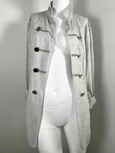 GIGI MODA CARNILLA GRAU LEINEN MILITARY JACKE JERSEY STRICK HINTEN SILBER BESATZ S/M - Bild 1 von 4