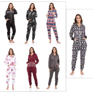 Women's Jumpsuit Unisex Onesie0 Ladies OnePiece Non Footed Pajama Adult Playsuit - Picture 1 of 44