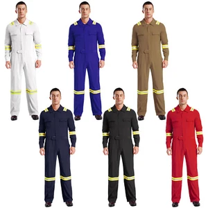 Men Overalls Zipper Jumpsuits One Piece Coveralls With Pockets Workwear Work - Picture 1 of 62