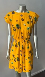 Vintage 90s Yellow Floral Print Jumper Romper Jumpsuit Shorts M - Picture 1 of 5