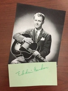 EDDIE CONDON SIGNED SLIP, JAZZ BANJOIST, GUITARIST, BANDLEADER, RARE SIGNATURE - Imagen 1 de 1