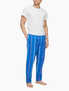 Calvin Klein CK One Printed Striped Sleep Pants, kettle blue, Small. - Picture 1 of 3