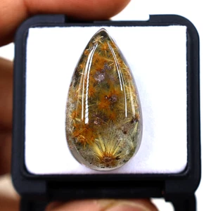 Hi-End 32,4 Cts Quarzo Rutilato da Giardino a Scoppio Naturale 29MM Pietra Preziosa Cabochon - Foto 1 di 12