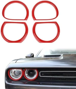 Red Front Headlight Lamp Cover Bezel Trim for Dodge Challenger Accessories 2015+ - Picture 1 of 8