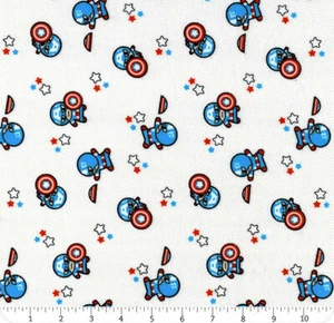 Tela de franela Marvel Comic KAWAII CAPITÁN AMÉRICA por The Fat Quarter 18 x 22 - Imagen 1 de 2