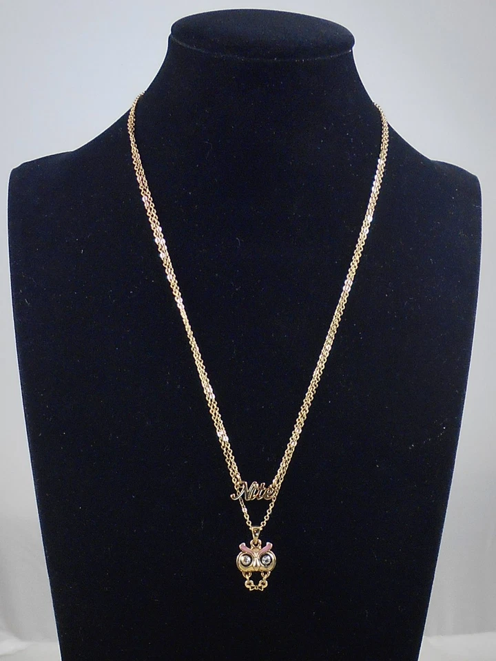 Betsey Johnson CZ Duo 2 Row Necklace Gift Night Nite Owl Bc-9
