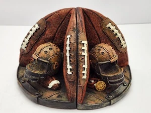 Classic Football Book Shelf Bookends Helmet Ball Rustic Corner - Picture 1 of 15