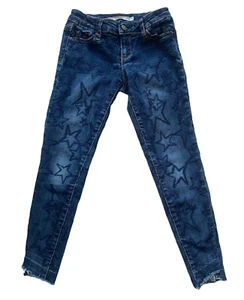 Tractr girls hi low frayed hem dark wash skinny jeans with stars 7 - Picture 1 of 2