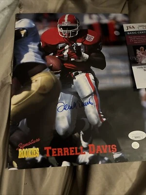 JSA Terrell Davis Signed Dual Certified Signature Rookies 8x10 Photo. HOF - Image 1 of 3