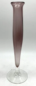 Kunstglas Amethyst Knospe Vase 10" signiert klar Fuß mundgeblasen Studio lila - Bild 1 von 5