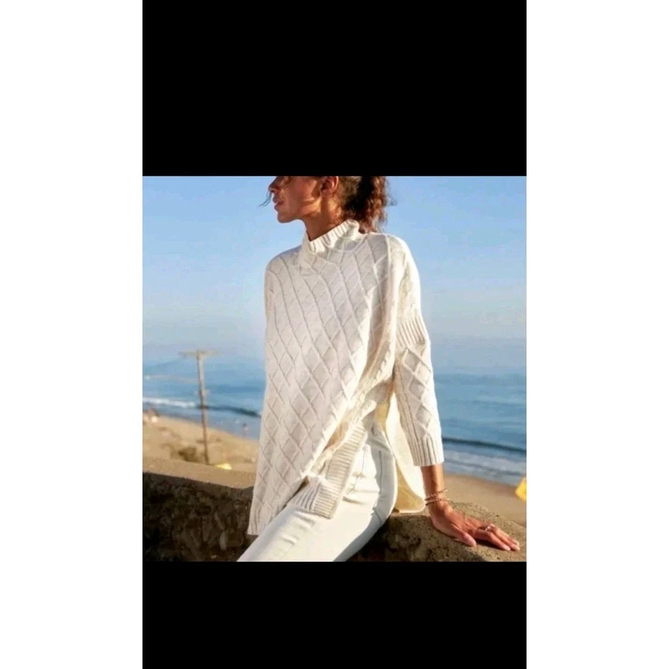 Suéter Mersea The Lisbon Traveler Talla Única Marfil Tejido con Cable Pescador Ranura Lateral Foto 1 de 4