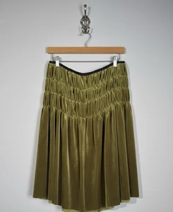 Grace Elements Samt gesmokter Rock olivgrün Größe 8 Crushed Luxe - Bild 1 von 9