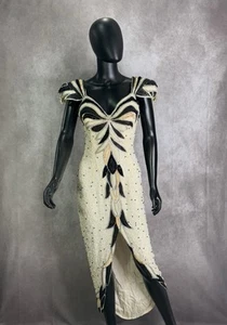 Vestido Vintage Lillie Rubin 100% Seda Cuentas Lentejuelas Gatsby Boda Fiesta Vestido 6 - Imagen 1 de 23