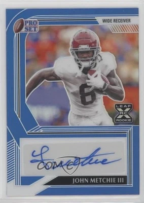 2022 Leaf Pro Set Metal Blue Prismatic /35 John Metchie III Rookie Auto RC - Image 1 of 2