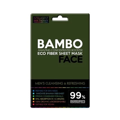 Refreshing Bamboo Face Mask For Men Natural Vegan Cruelty Free EU Made Pack of 3 - Image 1 of 4