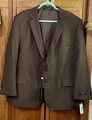 Blazer Vintage Henry Brethel Diseño Marrón Pata de Gallo Lana Talla XL (48) NUEVO CON ETIQUETAS $179 Foto 1 de 4
