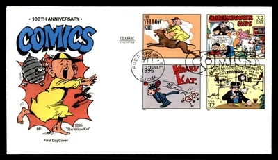 Mayfairstamps US FDC 1995 Florida block 100th anniversary of the yellow kid comi - Image 1 of 2