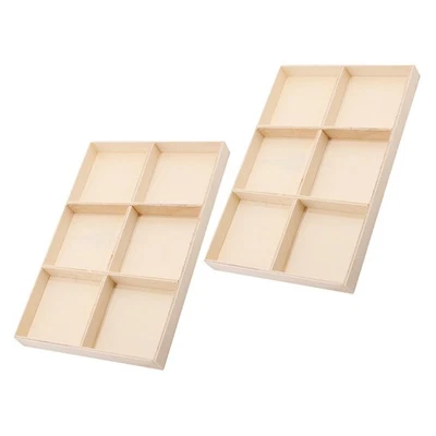 2 Pcs Wooden Box With Multi Compartments For Pendant Storage Jewelry Organizer - Image 1 of 4