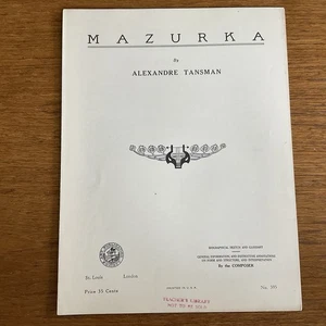 Mazurka~Tansman~Progressive 500 Series Compositions~#595~Art Publication Society - Picture 1 of 3