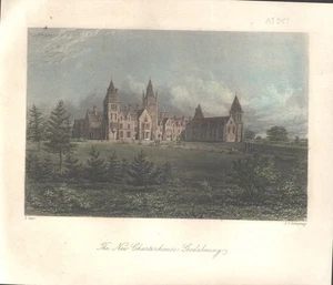 Charterhouse, the new college at Godalming, elegant antique engraving from 1841. - Picture 1 of 1