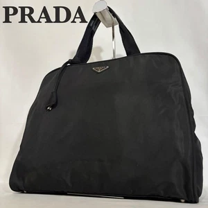 PRADA Tote Handbag Black Nylon Large Size with Padlock Logo Plate USED 1125K - Picture 1 of 15