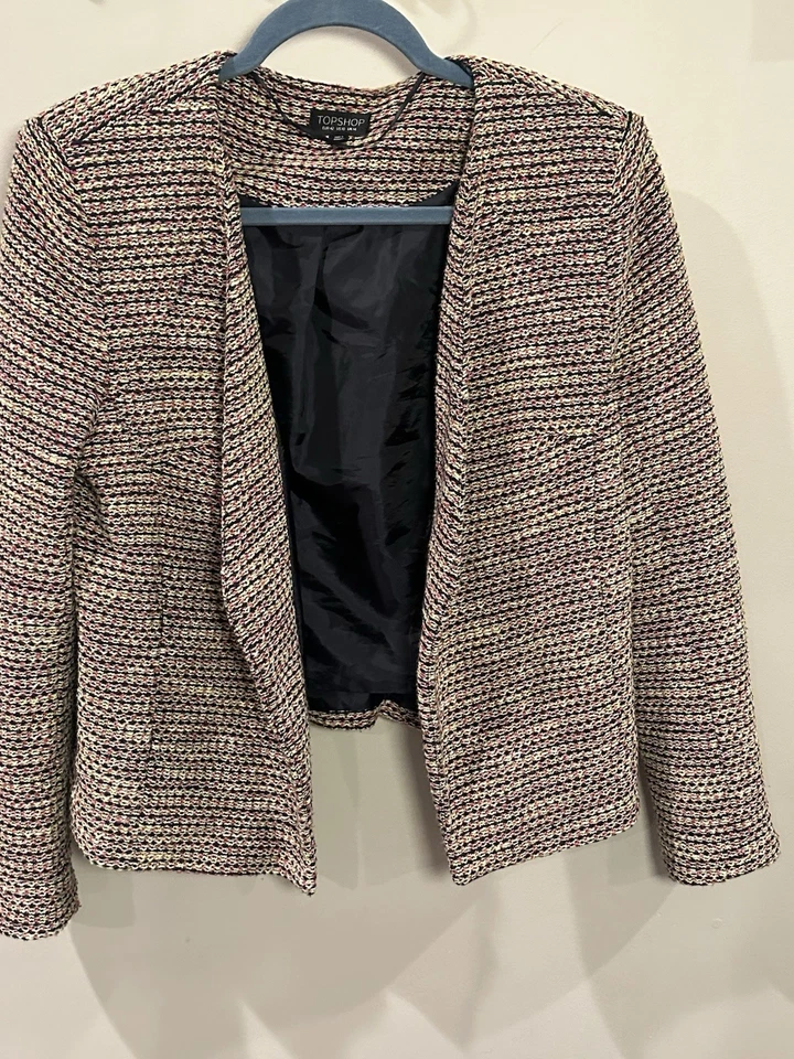 Topshop 女式开襟粗花呢西装外套 10 码多色 — 第 1/4 张图片