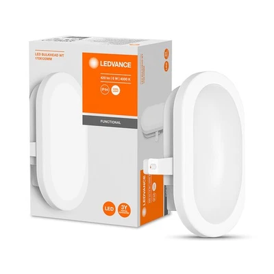 Ledvance LED Außenleuchte Wandlampe Bulkhead Weiß IP54 6W 420lm kalt Kellerlampe - Bild 1 von 4
