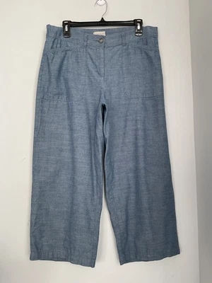Pantalones de algodón azul Talbots para mujer talla 12 pierna ancha cintura alta Foto 1 de 4