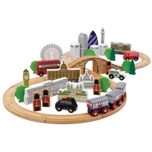 Tidlo Wooden City Of London Train Set, Train Sets For Kids - Over 50 Pieces - Picture 1 of 9