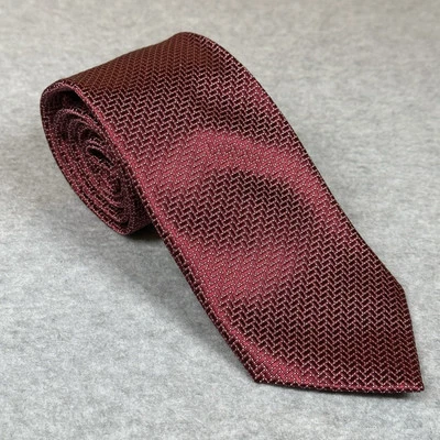 Мужской галстук Oscar от Oscar de la Renta бордовый узор в елочку шелк ручная работа - Изображение 1 из 4