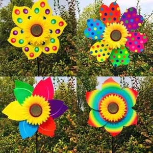 Molino de viento girasol giratorio girasol viento spinner estaca césped de pie flor - Imagen 1 de 37